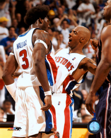 Ben Wallace & Chauncey Billups - Chest Bump &copy;Photofile
