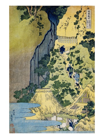 The Kannon Shrine at the Kiyo Falls at Sakanoshita on the Tokaido, from the Series A Journey to the
