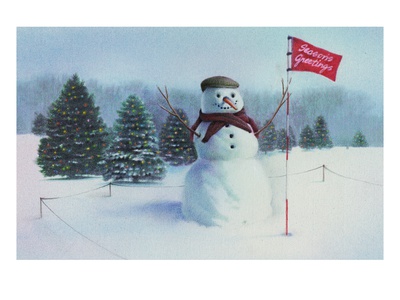 Golfing Snowman Poster