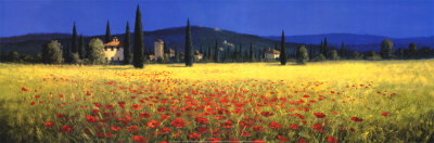 Tuscan Panorama, Poppies