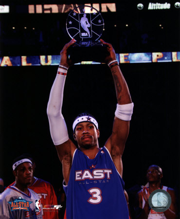 Allen Iverson - 2005 All Star Game - Holds Up The MVP Trophy