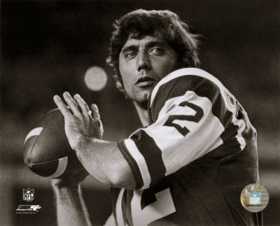 Joe Namath - Posed Passing Without Helmet (B & W)