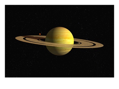 Ringed Planet with Moon