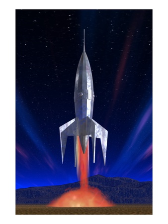 Rocket Ship Lifting Off