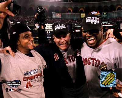 Martinez, Schilling & Ortiz Celebrate Red Sox 2004 World Series Victory