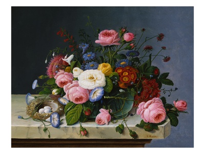 Still Life: Flowers on a Marble-Topped Table