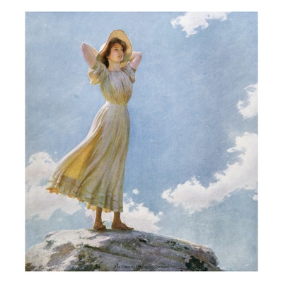 Illustration of a Woman on the Top of a Mountain by Charles Courtney Curran