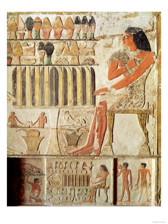 The Deceased in Front of a Table of Food, Egyptian, Old Kingdom (Wall Painting)
