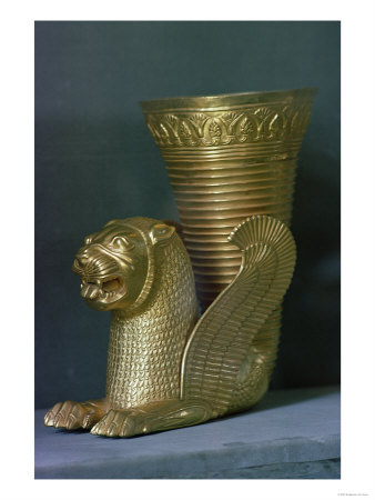 Rhyton in the Shape of a Seated Lion-Monster, from Hamadan, Iran
