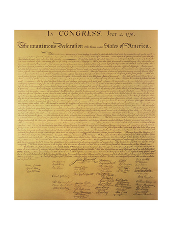 Declaration of Independence of the 13 United States of America of 1776, 1823 (Copper Engraving)