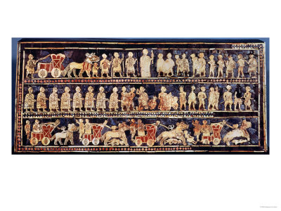 Royal Standard of Ur, War Side, from Sumerian Royal Graves of Ur Early Dynastic Period
