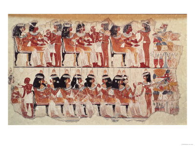 Banquet Scene, from Thebes, circa 1400 BC (Wall Painting)
