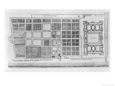Plan of the Palace and Garden of the Tuileries, Paris, from Les Plus Excellents Batiments De France