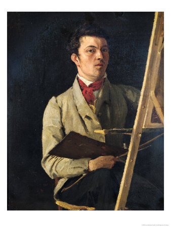 Self Portrait, Sitting Next to an Easel, 1825