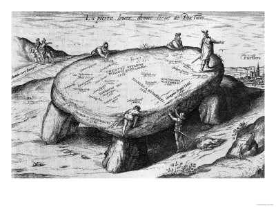 The Lifted Stone, Illustration from "Pantagruel" by Francois Rabelais (1494-1553) 1580