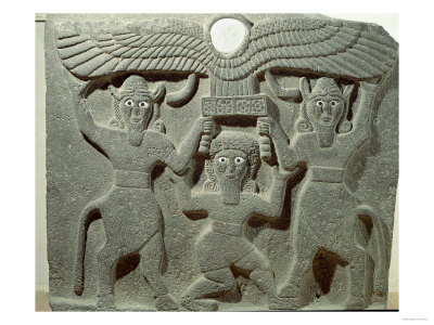 Relief Depicting Gilgamesh Between Two Bull-Men Supporting a Winged Sun Disk, Fr.Tell-Halaf, Syria
