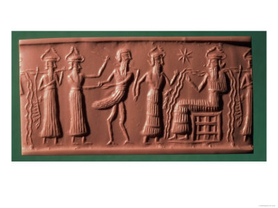 Akkadian Cylinder Seal of Zu Judged by Ea, 2200 BC (Frieze)