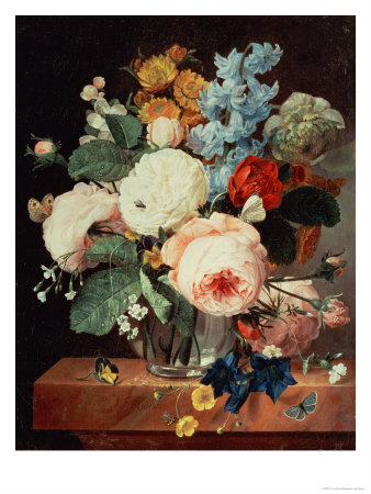 Vase of Flowers on a Marble Ledge