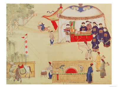 An Archery Contest, Late 18th Century, (Colour on Silk)