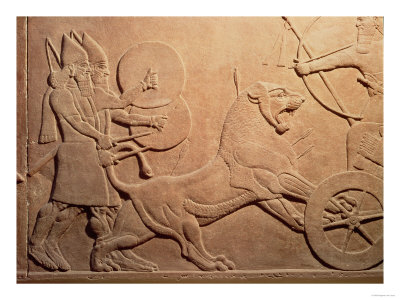 Ashurbanipal II Killing Lions, the Palace of Ashurbanipal II,Nimrud, Iraq, Neo-Assyrian, 668-627 BC