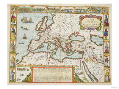 A Map of the New Roman Empire, circa 1610 by John Speed (1552-1629)
