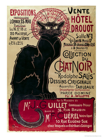 Poster Advertising an Exhibition of the Collection Du Chat Noir Cabaret at the Hotel Drouot, Paris Posters
