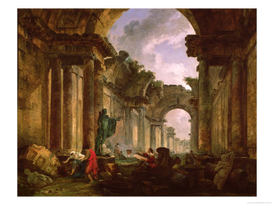 Imaginary View of the Grand Gallery of the Louvre in Ruins, 1796
