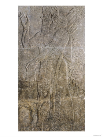 Relief Depicting a Winged Genie, from the Palace at Nimrud (Kalah) (Gypsum)
