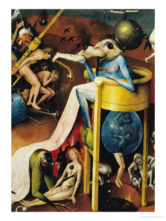 Buy The Garden of Earthly Delights: Right Wing of Triptych, Detail of Blue Bird-Man on a Stool, c. 1500 at AllPosters.com