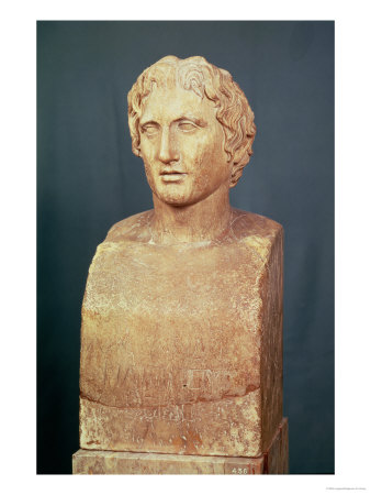 Portrait Bust of Alexander the Great (356-323 BC) Known as the Azara Herm, Greek Replica