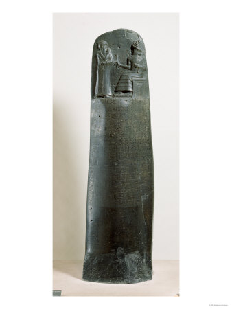 Code of Hammurabi: the God Shamash Dictating His Laws to Hammurabi, King of Babylon