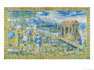 Tile Depicting the Story of Noah: Embarking in the Ark