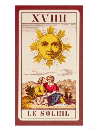 Xviiii Le Soleil, French Tarot Card of the Sun, 19th Century