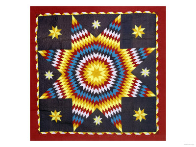 A Pieced and Appliqued Cotton Quilted Coverlet, Pennsylvania, 19th Century