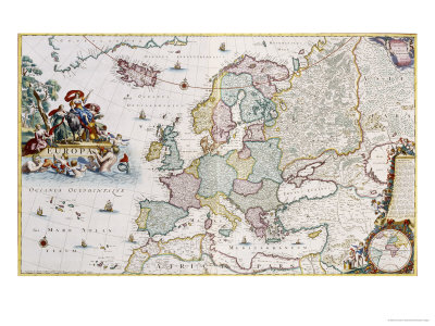 Map of Europe, Showing Europe and Western Russia, Iceland and Greenland