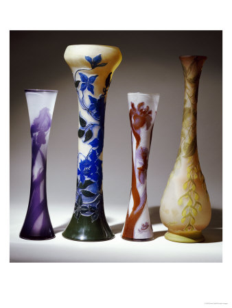 A Selection of Galle Bouble Overlay and Fire-Polished Vases