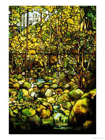 A Leaded Glass Window of a Woodland Scene