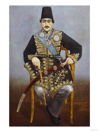 Seated Portrait of Nasir Al-Din Shah Qajar Persia, circa 1850-1870