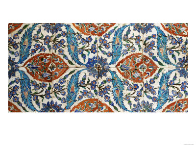 Eight Composite Iznik Polychrome Square Tiles, circa 1575