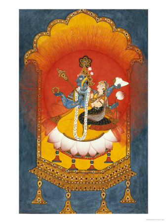 Vishnu and Lakshmi Enthroned, Basohli School circa 1690
