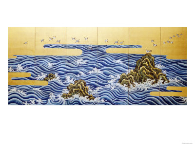 A Six-Leaf Screen in Sumi, 19th Century