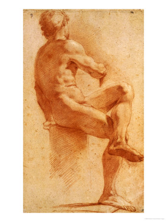 A Male Nude Seated with His Back Turned