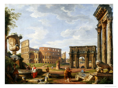 A Capriccio View of Rome with the Colosseum, the Arch of Constantine, 1743
