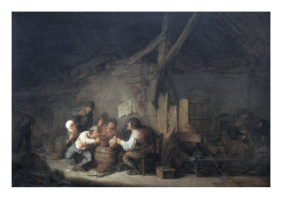 Peasants Drinking and Smoking in an Interior