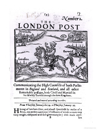 Titlepage of "The London News," Communicating High Counsels of Parliaments in England & Scotland