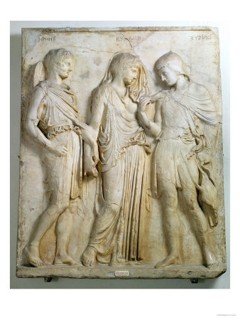 Hermes, Orpheus and Eurydice, Relief, Roman Copy of the Original from the 5th Century BC