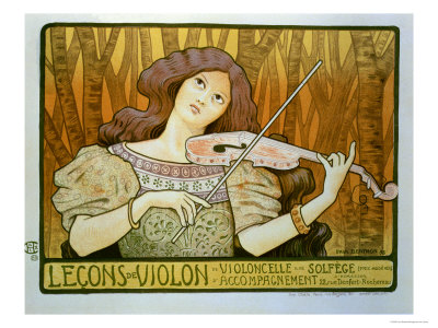 Reproduction of a Poster Advertising "Violin Lessons," Rue Denfert-Rochereau, Paris, 1898