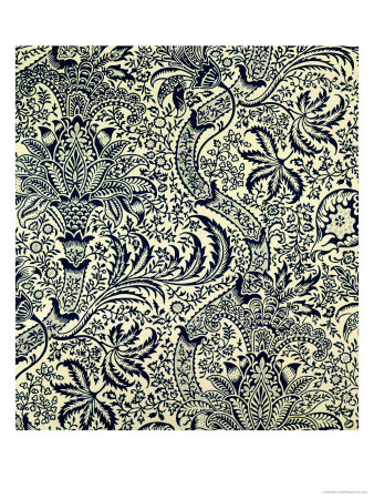 Wallpaper with Navy Blue Seaweed Style Design