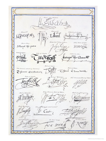 Reproduction of Signatures of the Tudors and Their Court