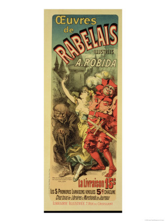 Reproduction of a Poster Advertising "The Works of Rabelais," 1885